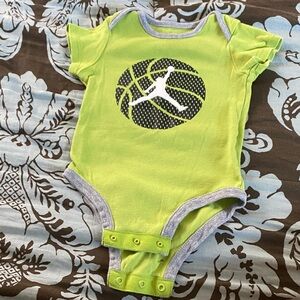 Jordan Lime Green Baby Bodysuit with Basketball Jumpman